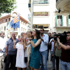 Pla obert de la líder de Cs, Inés Arrimadas, durant l'acte que ha celebrat aquest dissabte a Canet de Mar.