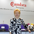 Pla mig de la presidenta de la Cambra de Tarragona, Laura Roigé, abans d'una roda de premsa a la sala d'actes de la institució. Imatge del 31 de gener de 2018