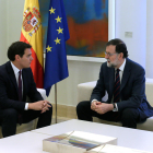 Reunión entre el presidente de Cs, Albert Rivera, y el presidente español, Mariano Rajoy.