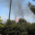 Imatge de l'incendi que ha tingut lloc en un descampat de Sant Pere i Sant Pau.