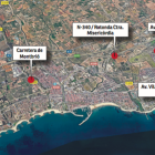 Mapa amb la ubicació de les sis càmeres, que estaran als accessos principals de Cambrils i tres d'elles s'instal·laran a Vilafortuny.