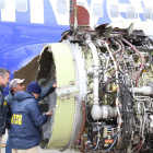 Imagen del motor del avión después de realizar el aterrizaje de emergencia.