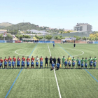 Los combinados de España y Argelia al inicio del encuentro disputado en Calafell.