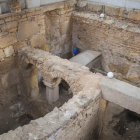Un sector de la cripta dels Arcs, on ahir es feia l'aixecament d'imatges làser en 3D, on s'aprecia la presència d'un sarcòfag.