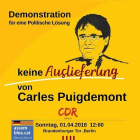 Cartell de la manifestació per reclamar l'alliberament de Puigdemont convocada a Berlín per diumenge 1 d'abril al migdia.