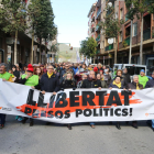 Pla obert de la capçalera de la manifestació per l'alliberament dels polítics presos al Vendrell