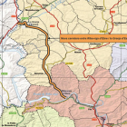 Plano con el trazado de la nueva carretera que enlazará Riba-roja d'Ebre con la Granja d'Escarp.d'Escarp.
