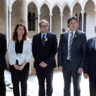 D'esquerra a dreta: Josep Maria Cruset, Mercè Conesa, Quim Torra, Pere Vila i Joan Reñé, a la Generalitat.