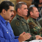 Nicolás Maduro durant una al·locució emesa en cadena obligatòria de ràdio i televisió aquest dimarts, a Caracas.