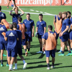 Els jugadors del Cádiz s'exerciten aquesta setmana per a intentar preparar de la millor manera el partit contra el Nàstic.