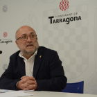 El concejal Francesc Roca en la rueda de prensa de balance de Tarragona Impulsa.