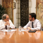 Pla de la reunió entre el president de la Generalitat, Quim Torra, i el vicepresident del Govern, Pere Aragonès.