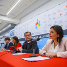 Acero, Rodríguez, Martín i Vedrina, ahir en la presentació del balanç de la gestió municipal del PP.