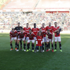Los once jugadores que saltaron al césped este sábado en el Nou Estadi contra el Granada.