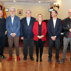Los candidatos con representación a Tortosa. De izquierda en derecha, Antonio Vallés, Enric Roig, Xavier Faura, Meritxell Roigé, Jordi Jordan y Xavier Rodríguez.