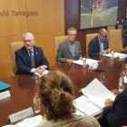 Reunió de la comissió Diputació/URV amb la renovació dels seus membres de la Universitat, en la primera reunió presidida per Josep Poblet i María José Figueras. Imatge del 6 de març del 2019