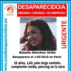 Cartel difundido por la asociación 'Sosdesapareguts' que muestra la imagen del estudiante de Erasmus desaparecida.