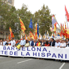 Capçalera de la manifestació de BArcelona per commemorar el 12-O.