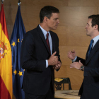 Pedro Sánchez i Pablo Casado reunits al Congrés dels Diputats aquest dimarts