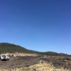 Imagen del lugar donde se ha producido el siniestro de un avión de Ethiopian Airlines en la zona de Bishoftu, cerca de de Adís Abeba.
