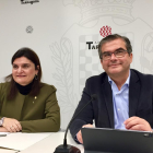 José Luís Martín y María Elisa Vedrina en la comparecencia de ayer en la sala de prensa del Ayuntamiento de Tarragona.