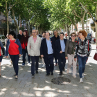 Miquel Iceta, al centre, amb Andreu Martín, durant el seu pas per la capital del Baix Camp, ahir.