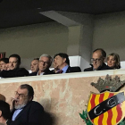 Josep Fèlix Ballesteros con Josep Maria Andreu y Javier Tebas en el palco del Nou Estadi.