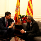 El president de la Generalitat, Quim Torra, i el president del govern espanyol, Pedro Sánchez, reunits a Barcelona.
