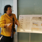 La rectora Figueras mostra els planells del projecte de les noves facultats al campus Catalunya.