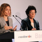 La ministra de Política Territorial, Meritxell Batet, y la portavoz del gobierno español, Isabel Celaá, en la rueda de prensa posterior al Consejo de Ministros de Barcelona.