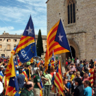 Pla general de l'acte celebrat a Montblanc per rememorar la Marxa de la Llibertat de 1976, amb la participació de mig miler de persones davant l'església de Sant Francesc. Imatge d'arxiu de l'1 de setembre del 2012