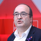 El líder del PSC, Miquel Iceta, intervé al Consell Nacional del partit a la seu dels socialistes.