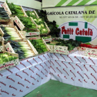 Pla general amb un estand promocional de les hortalisses que comercialitza la Cooperativa de l'Aldea.