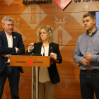 La alcaldesa de Tortosa, Meritxell Roigé, y los concejales Emili Lehmann y Josep Felip Monclús.