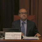 Imagen del presidente del TSJC, Jesús María Barrientos, en la comisión de Justicia del Parlamento