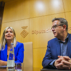 Noemí Llauradó y Joan Talarn, hoy en la rueda de prensa que han ofrecido en la Diputació de Tarragona.