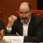 El director de TVC, Vicent Sanchis, durant la seva intervenció a la comissió de control de la CCMA el 5 d'abril.
