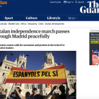Imagen del artículo de The Guardian sobre la manifestación independentista en Madrid.