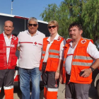 Els tres voluntaris tarragonins que van anar a la ciutat andalusa, de divendres 13 fins dilluns 16.