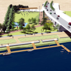 Imatge simulada de com quedarà el nou Parc Fluvial de Deltebre entorn del pont Lo Passador.