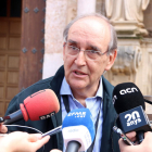 El impulsor de la Plataforma 'El país de demà' el ingeniero industrial, Antoni Garrell, en la atención a los medios en el Monasterio de Poblet.