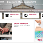 Imatge de la pàgina web per les eleccions municipals de Tarragona.