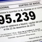 El dècim que es ven a Espinelves i on es pot llegir que el sorteig se celebrarà a Madrid, capital del país veí.
