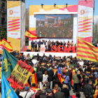 Plano abierto del escenario de la manifestación de Societat Civil Catalana, en la estación de Francia el 18 de marzo del 2018.