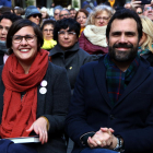 El president del Parlament, Roger Torrent; i la diputada al Parlament, Jenn Díaz, en l'acte de campanya d'ERC 'Ciutats republicanes, ciutats de progrés' celebrat a Cambrils.