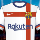 Reproducción de la camiseta propuesta por Nike como segunda equipación para el Barça.