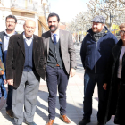 El presidente del Parlament, Roger Torrent, con la candidata de ERC en la alcaldía de Tremp, Maria Pilar Cases y con el candidato de la Vall Fosca, Josep Maria Dalmau.