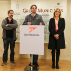 Guillem Figueras, Juan Carlos Sánchez y Pepa Labrador en la comparecencia de ayer martes.