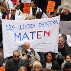 Primer plano de una pancarta reivindicativa en la manifestación de la sanidad concertada de Terrassa el 30 de noviembre de 2018.