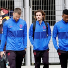 Imatge dels jugadors del Barça arribant al Camp Nou